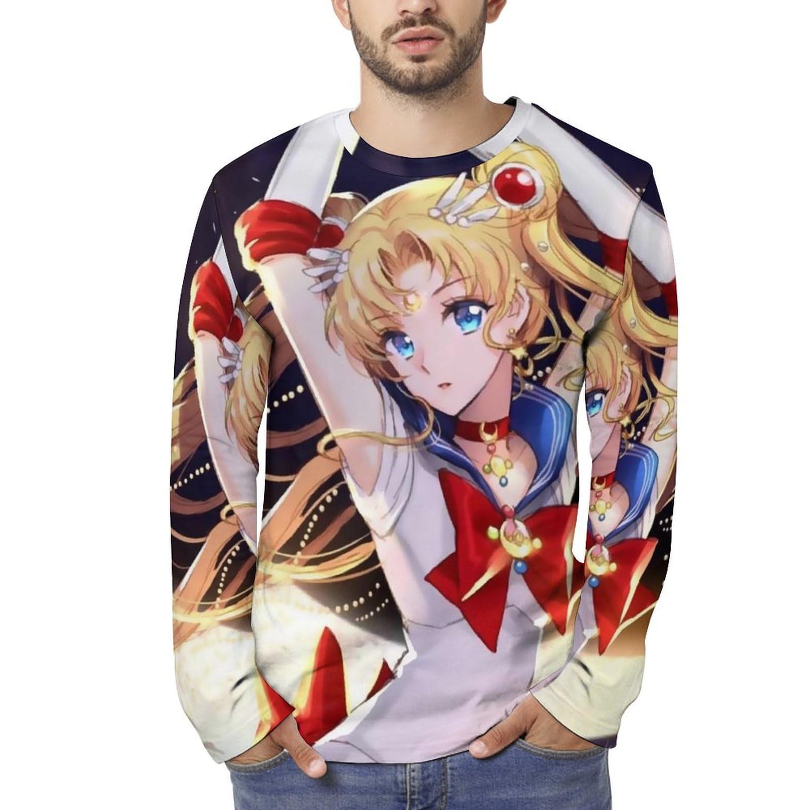 Amazon.co.jp: メンズ 長袖tシャツ 美少女戦士セーラームーン ロングt